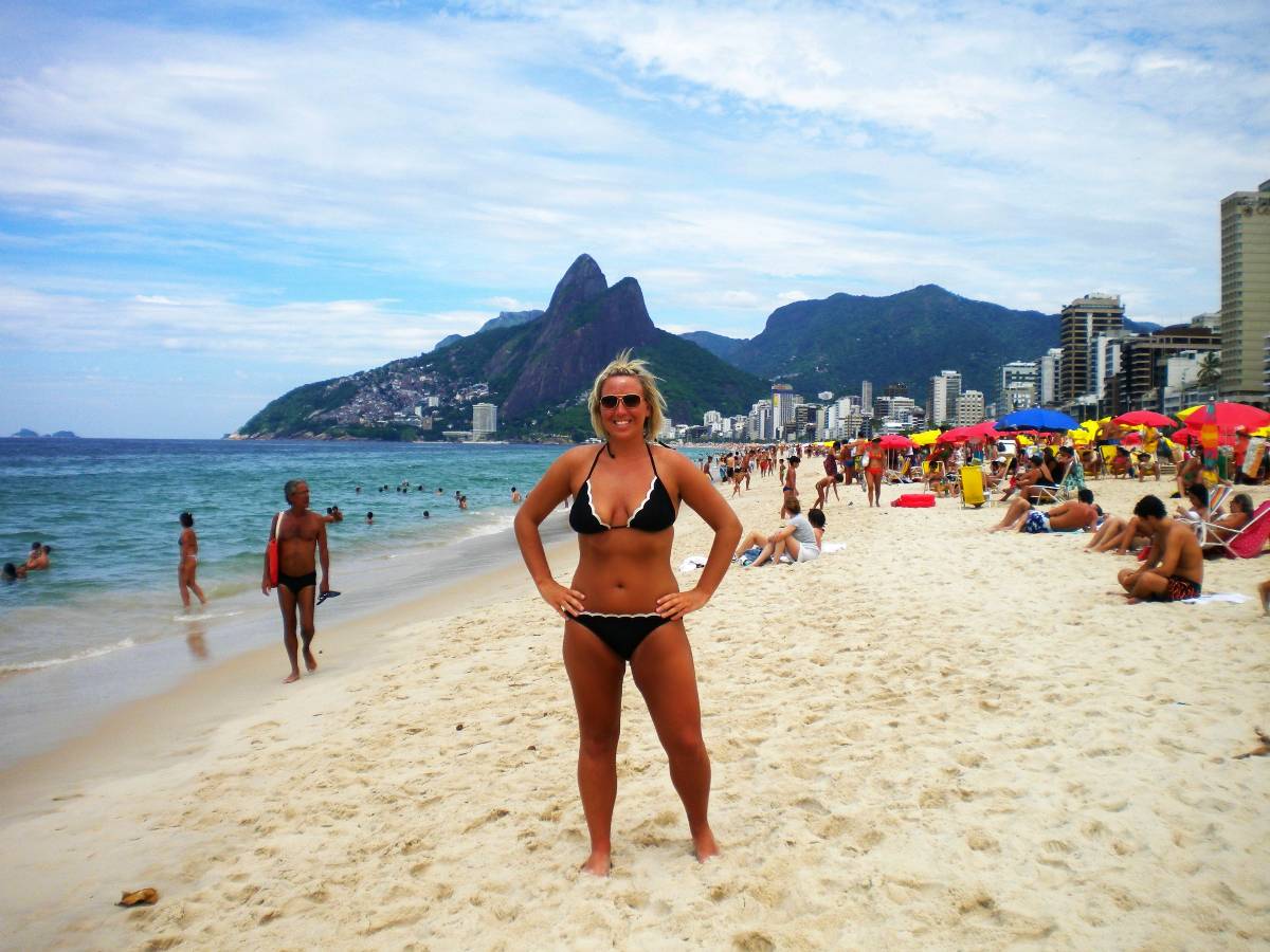 Me on Ipanema Beach in Rio de Janeiro, Brasil.
