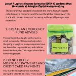 2020 Infographic by Joseph F Lopresti How to plan your finances during the COVID-19 pandemic What the experts at Arlington Capital Management say