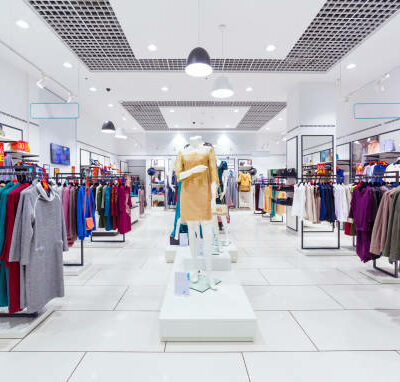 Interior of fashion clothing store for women.